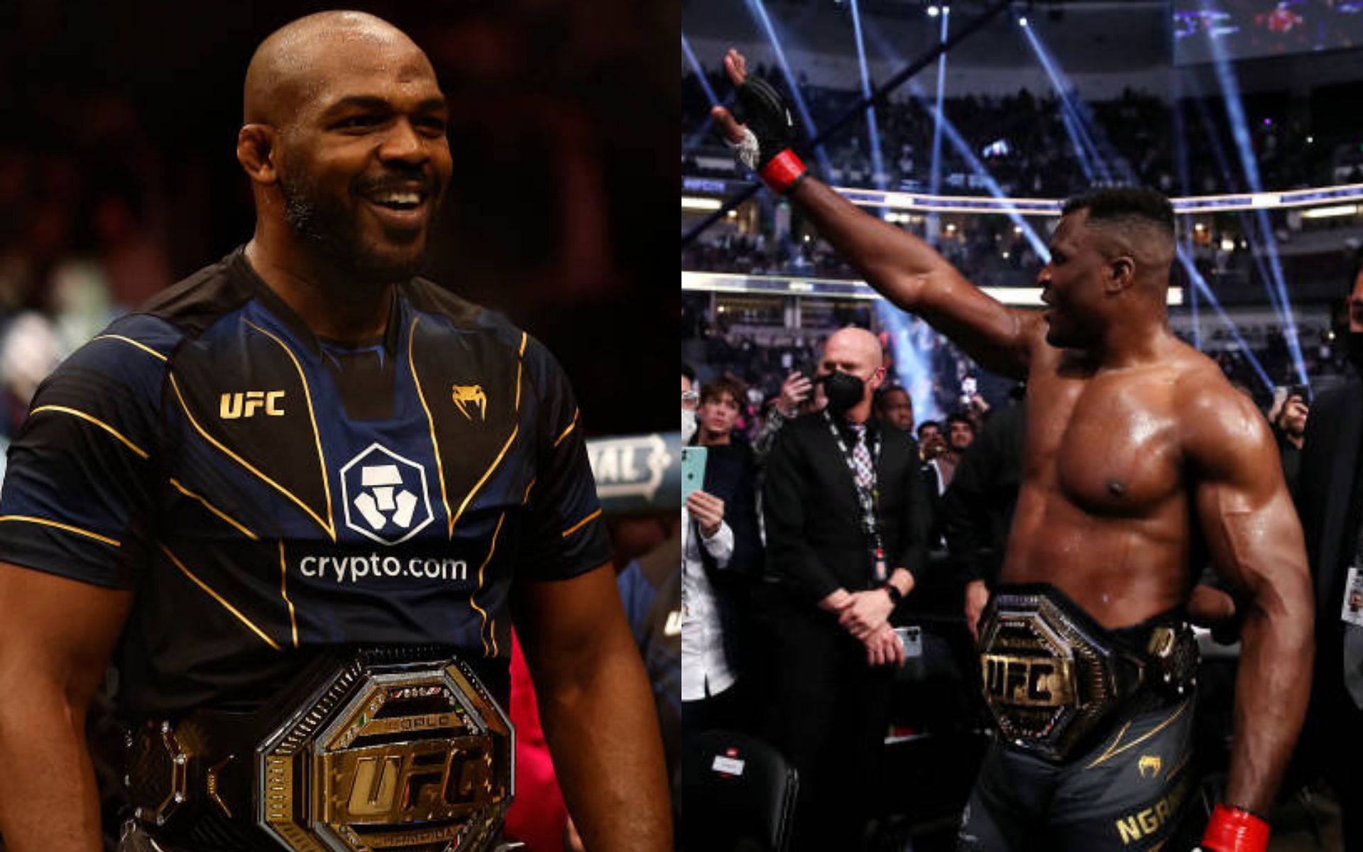 Jon Jones (left); Francis Ngannou (right)