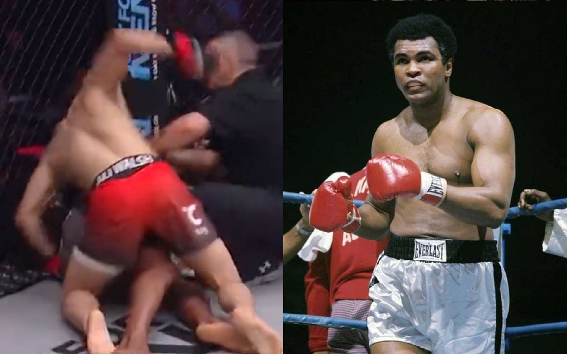 Biaggio Ali Walsh vs. Travell Miller (left) and Muhammad Ali (right) [Image credits: @PFLMMA on Twitter and @muhammadali on Instagram] 