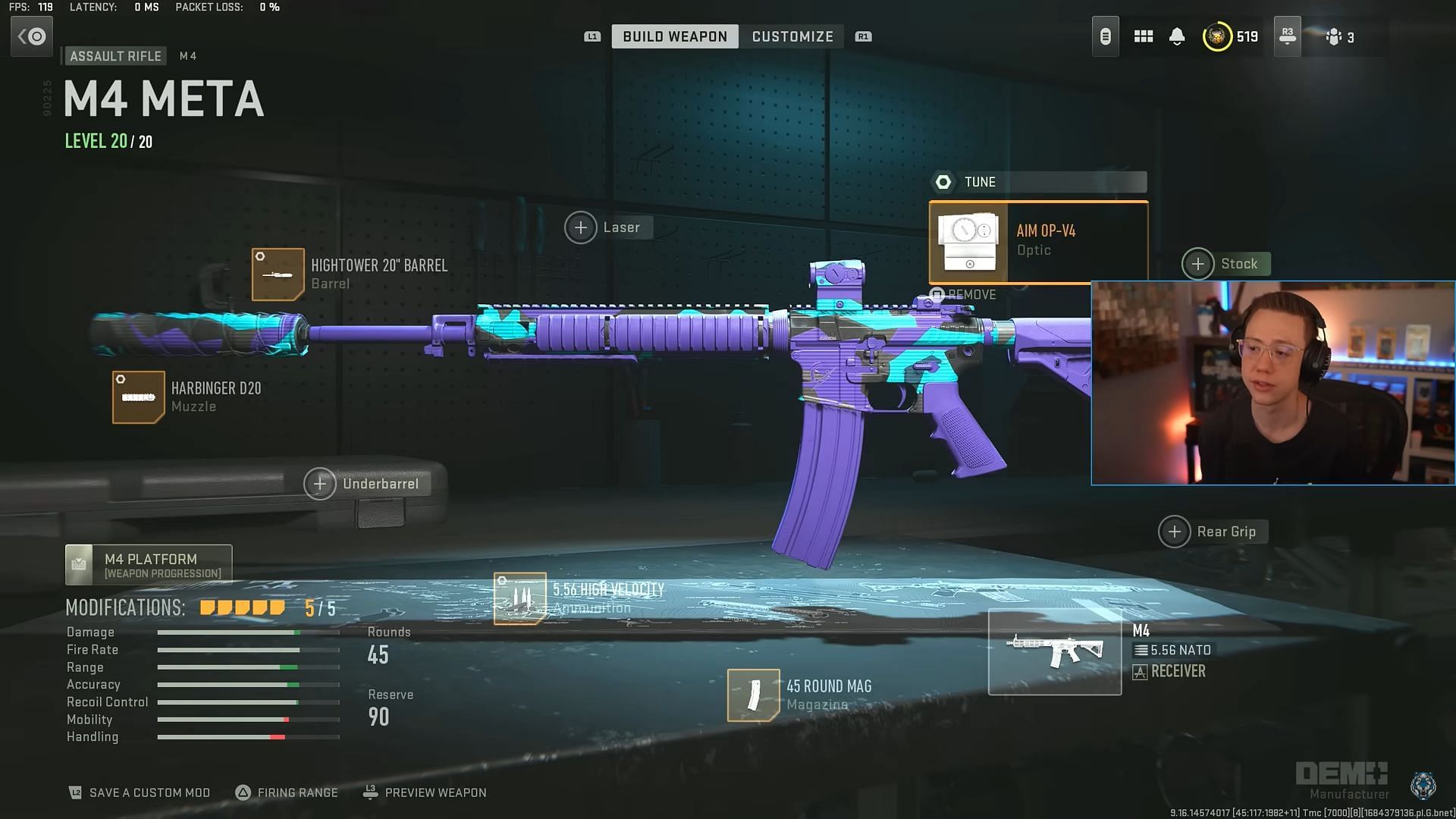 M4 loadout in Warzone 2 (Image via YouTube/WhosImmortal)