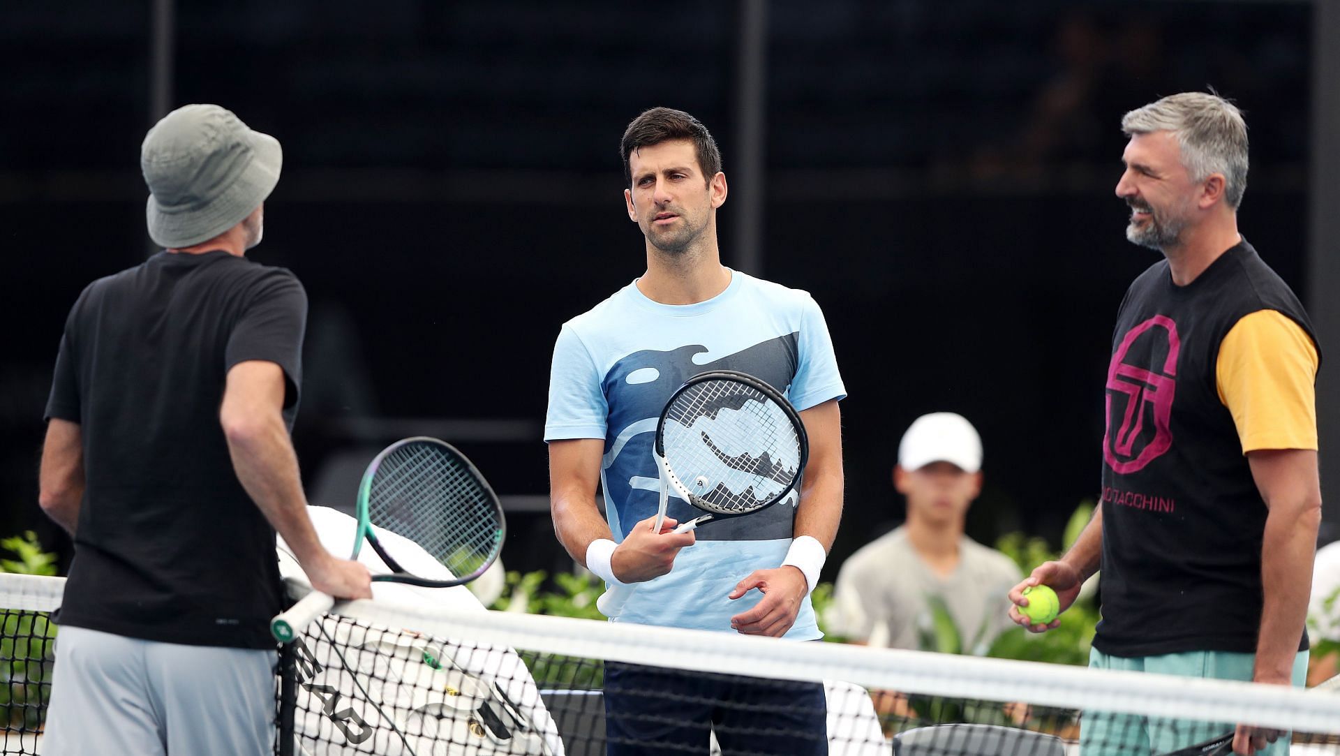 Novak Djokovic and Goran Ivanisevic at the 2023 Adelaide International