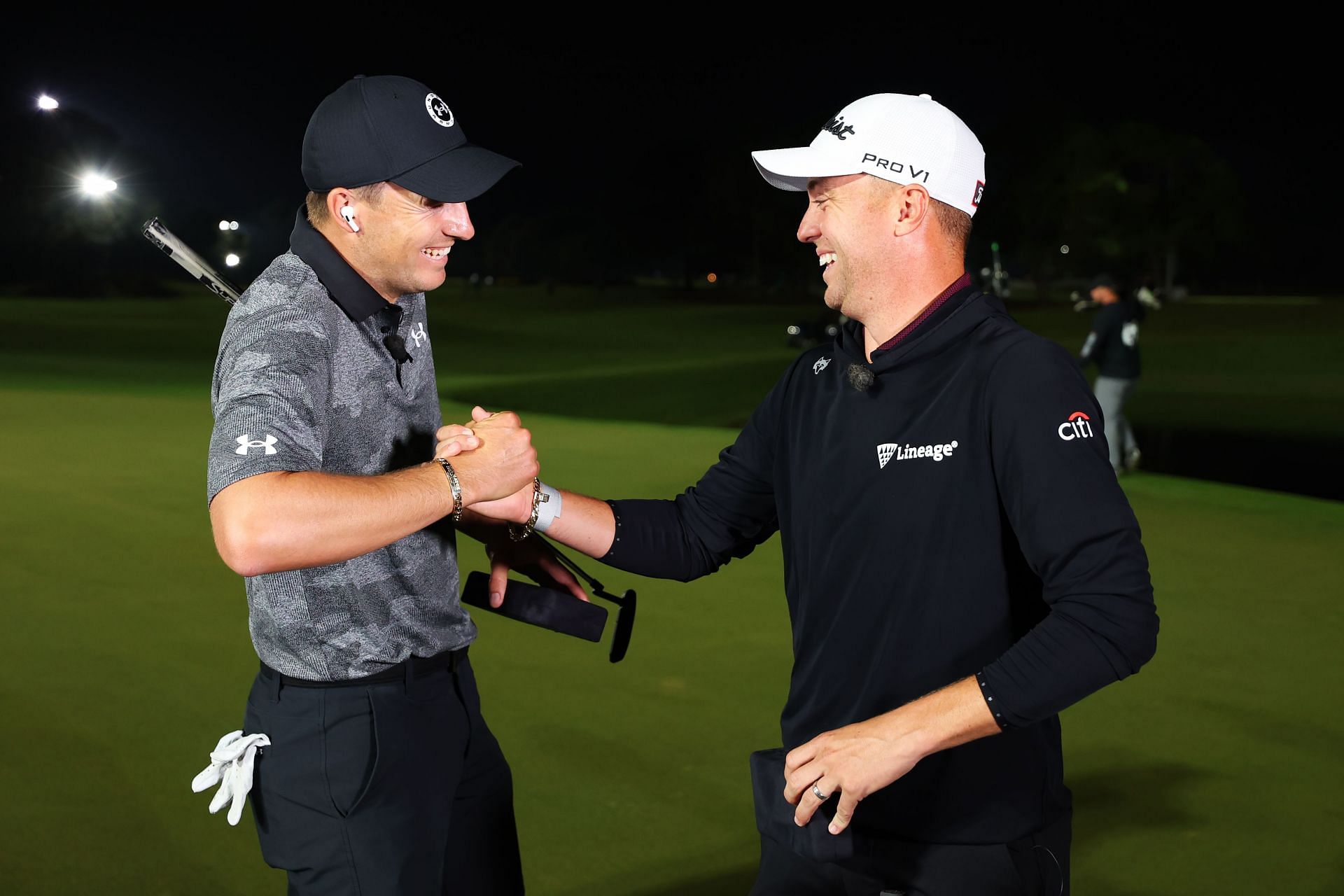 Justin Thomas and Jordan Spieth celebrating their victory at the charity event (Image via Getty).
