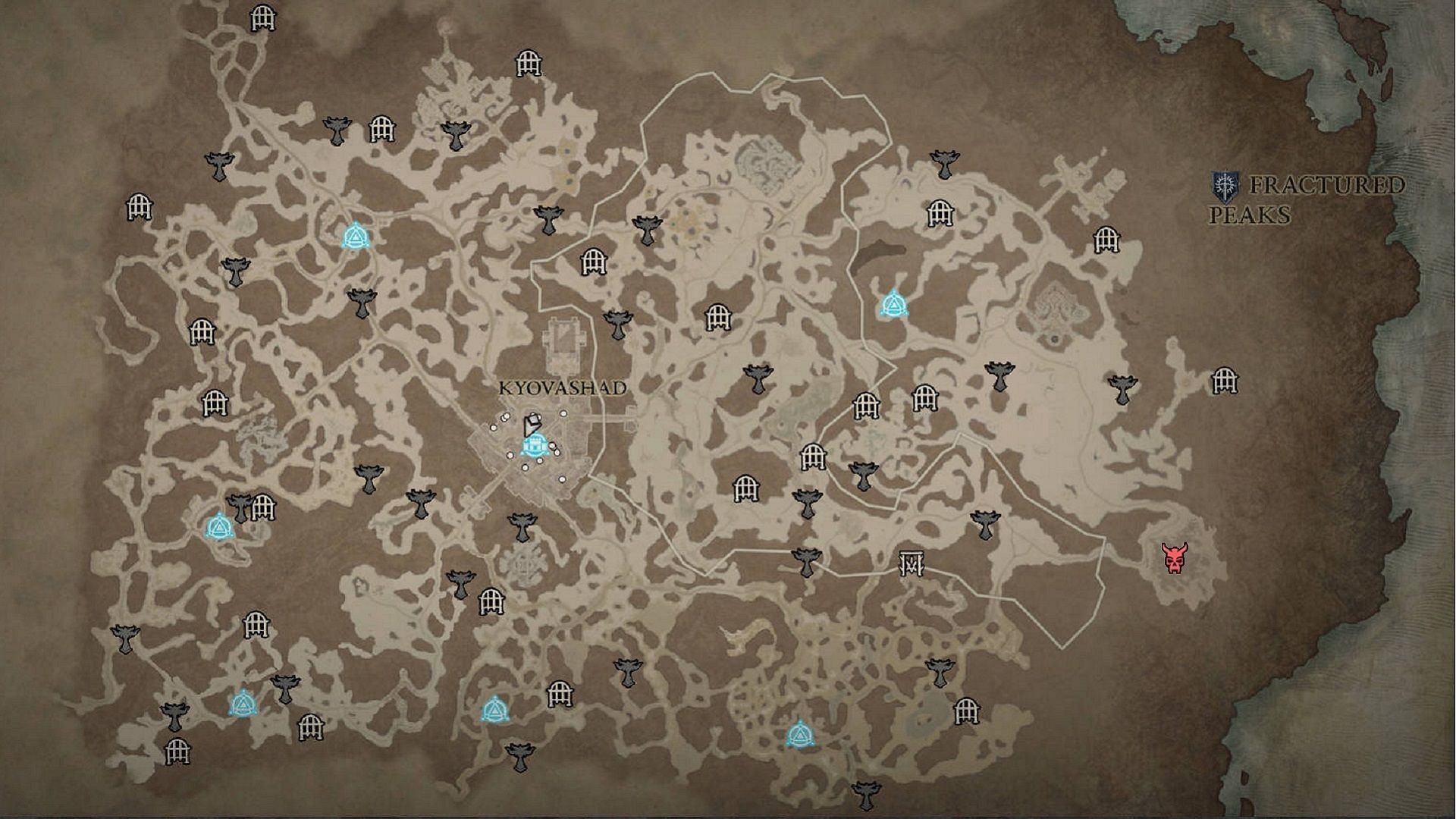The map of Sanctuary in Diablo 4 (Image via Blizzard)