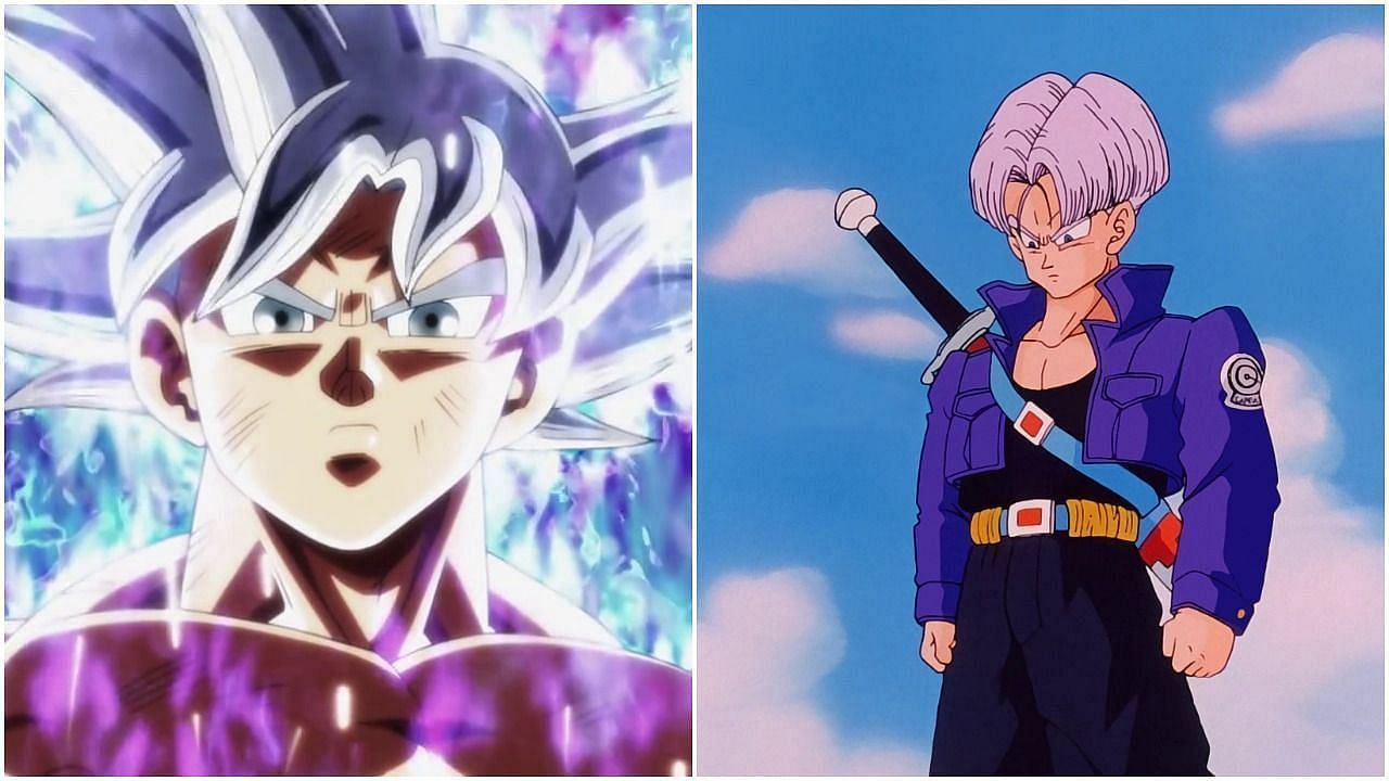 Mastered Ultra Instinct Goku (left) and Future Trunks (right) as seen in Dragon Ball Super and Z, respectively. (Image via Sportskeeda)