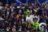PSG celebrate France's Ligue 1 trophy