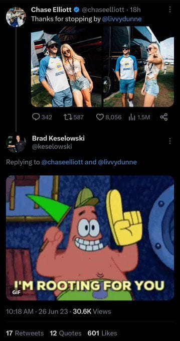 Chase Elliott deletes recent tweet having picture with Olivia Dunne
