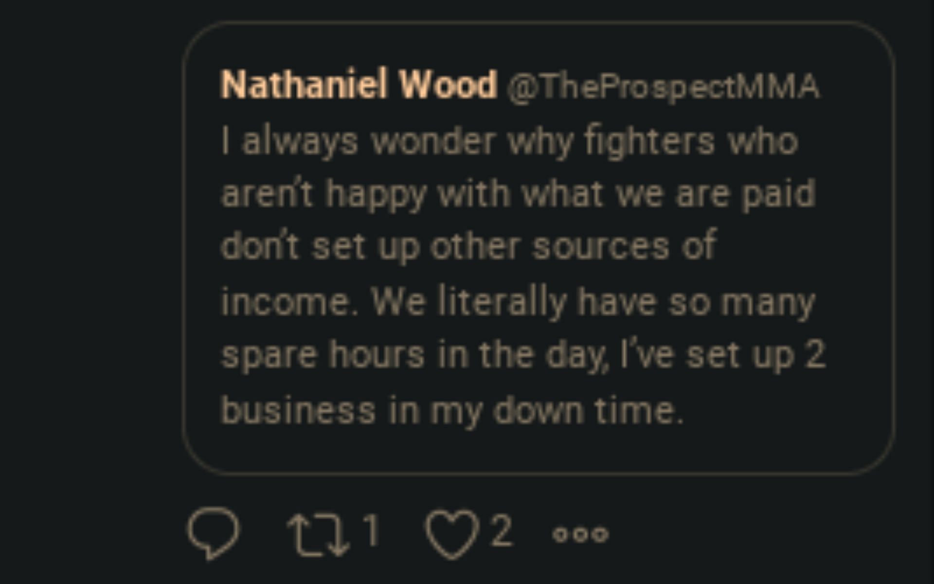 Nathaniel Wood offers business advice to MMA fighters