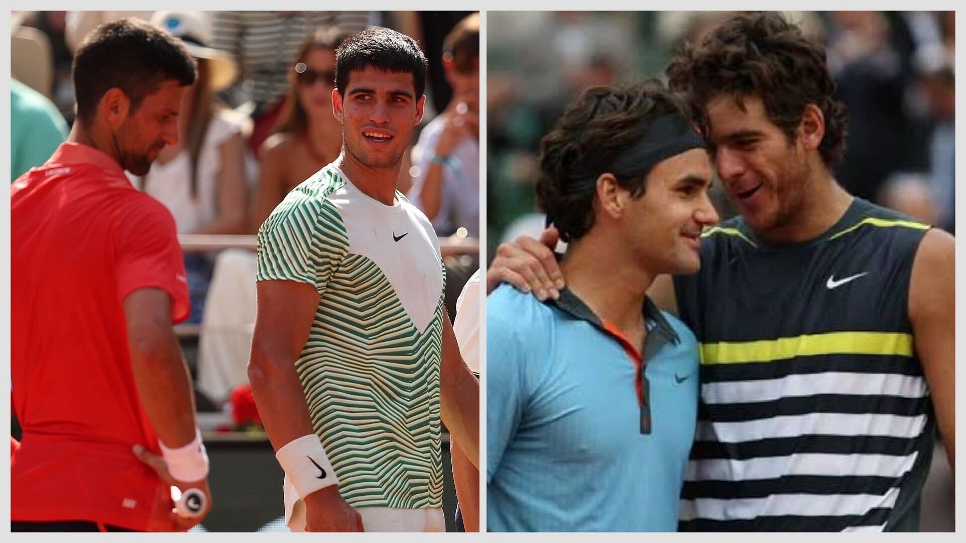 Carlos Alcaraz, Novak Djokovic, Roger Federer and Juan Martin del Potro