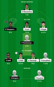 Dream11 Team for Queens Women vs Diamonds Women - Pondicherry Women T10 2023.