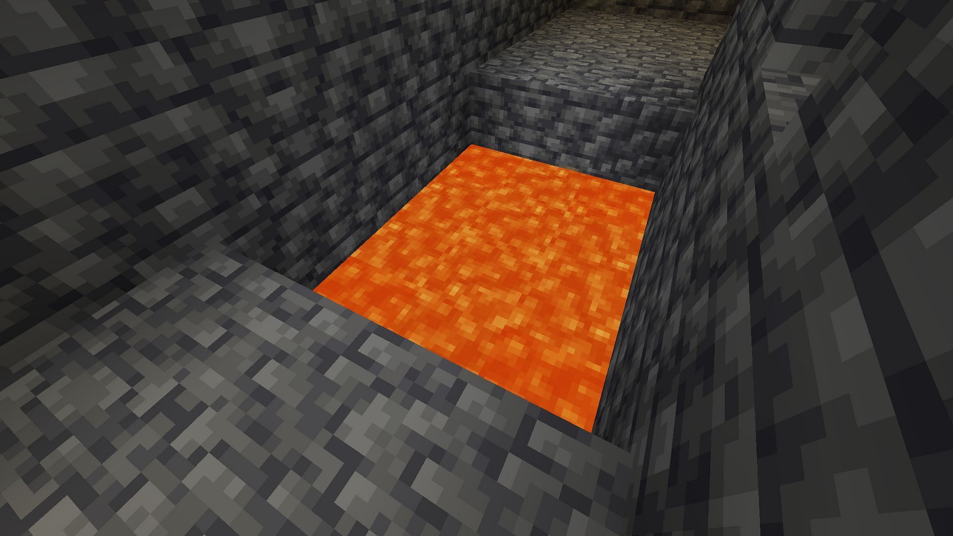 Lava can flow out and burn players while mining in Minecraft 1.20 (Image via Mojang)