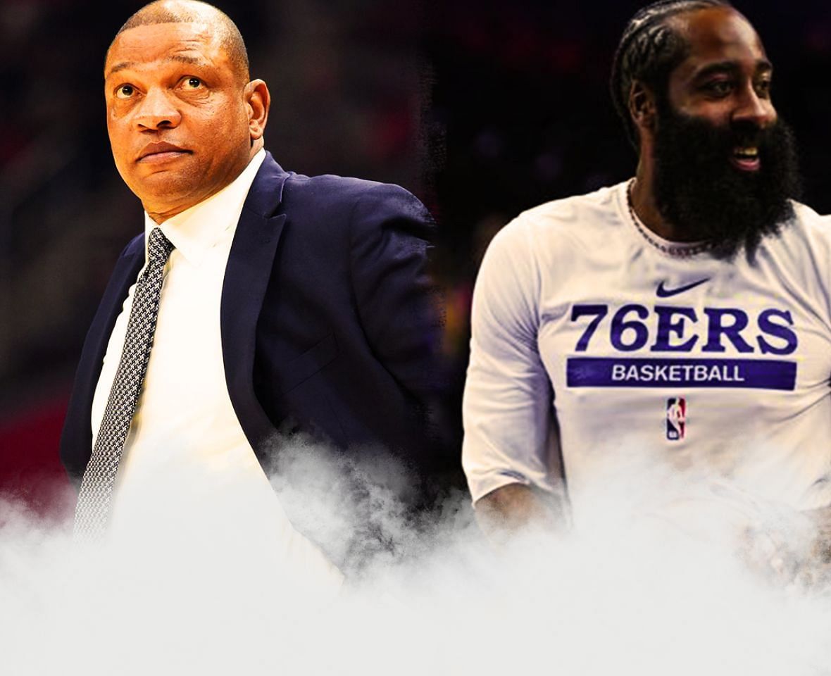 Former Philadelphia 76ers coach Doc Rivers and James Harden