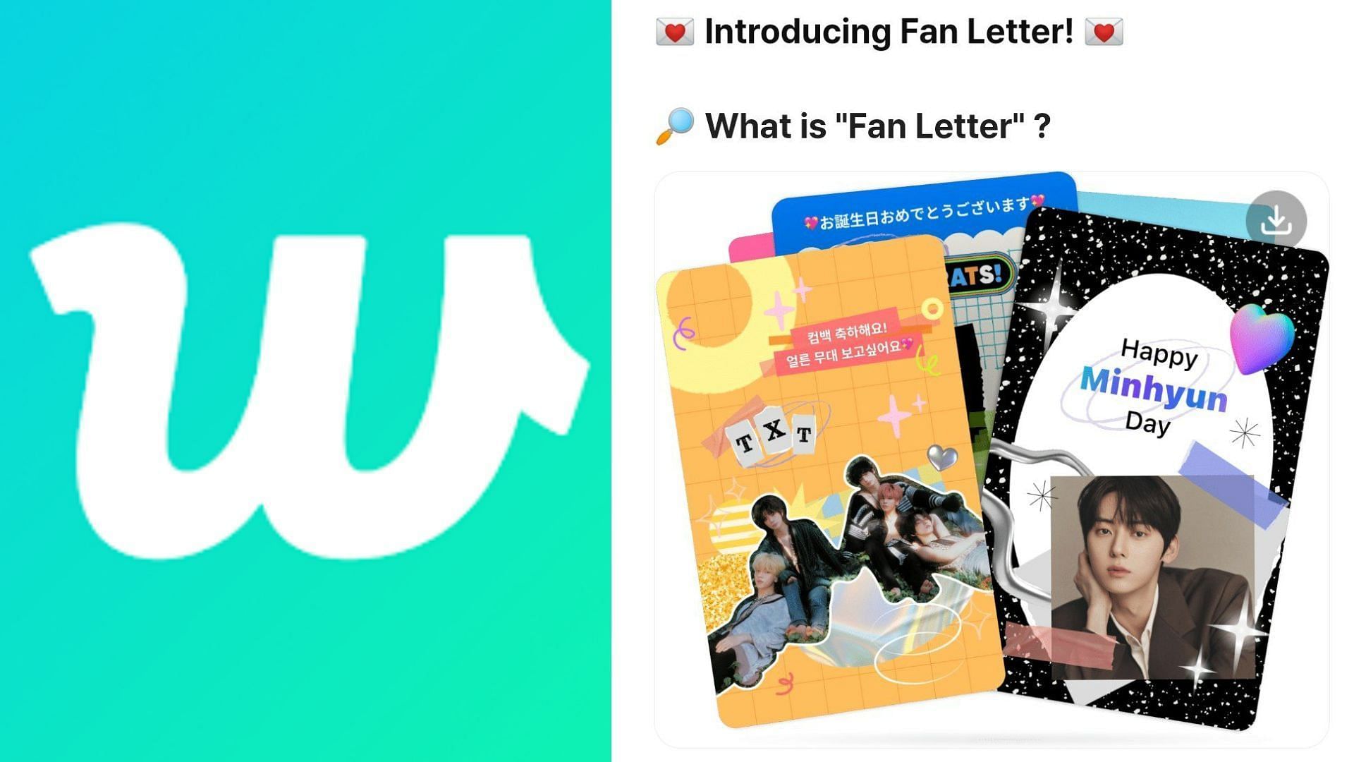Weverse introduces new feature of sending &quot;Fan Letters&quot; to your favorite artists (image via twitter/justfannboy)