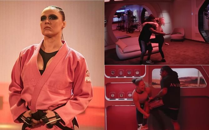 Ronda Rousey proves women can beat men in 'Stars on Mars' wrestling session with ex-NFL Marshawn Lynch