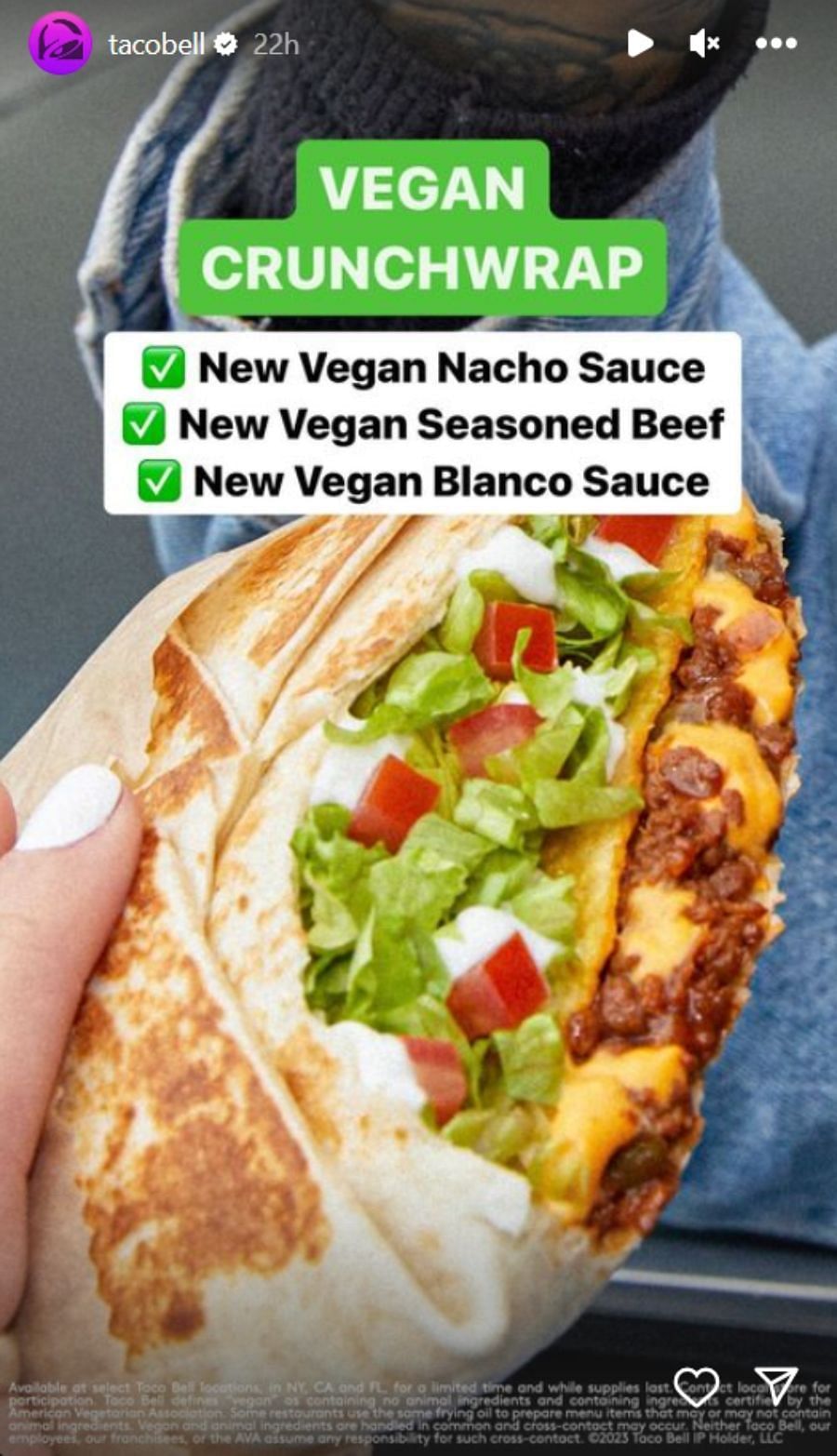 The franchise claims to have worked for years to perfect the Vegan Crunchwrap (Image via Instagram/@tacobell)