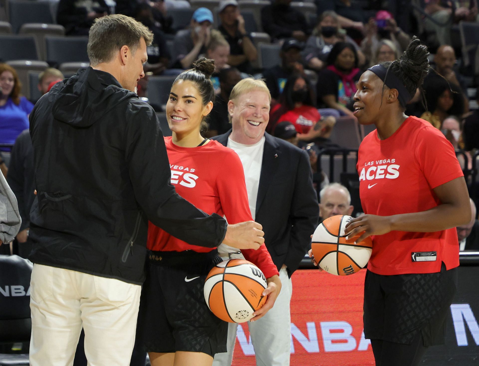 Tom Brady &amp; Mark Davis during Connecticut Sky v Las Vegas Aces