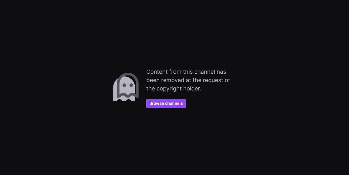 The suspended streamer&#039;s page (Image via Twitch)