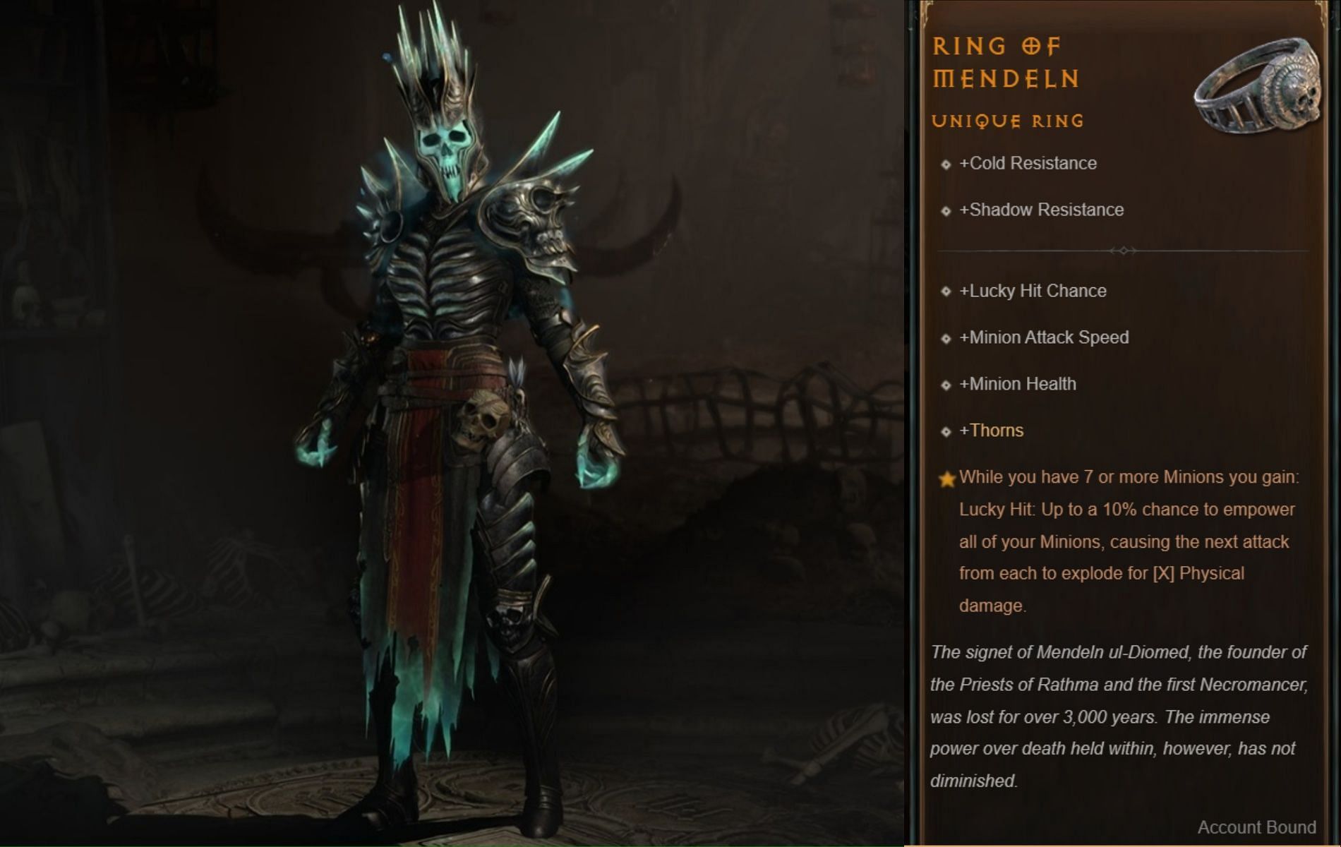 Necromancer unique item in Diablo 4