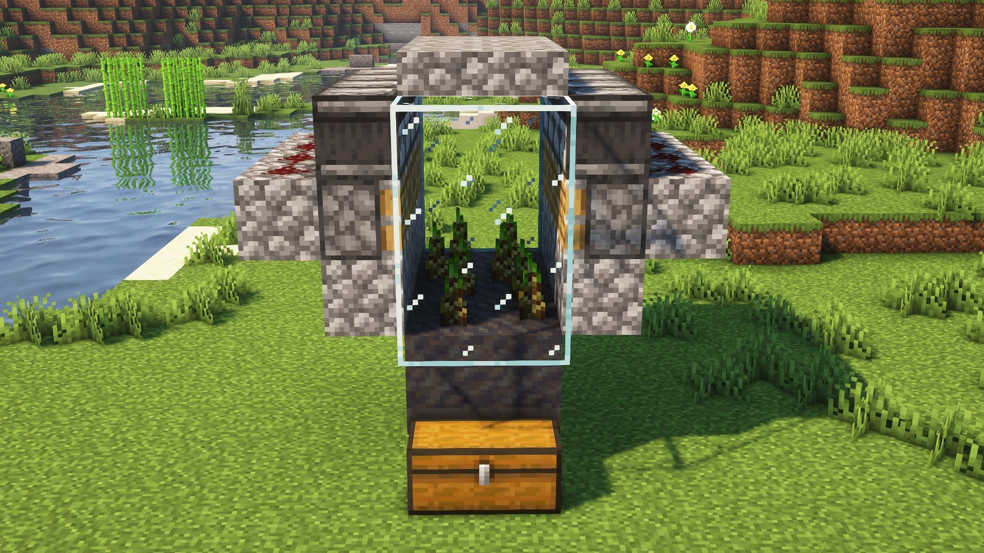 Slabs and glass can be used to cover the side and top (Image via Mojang)