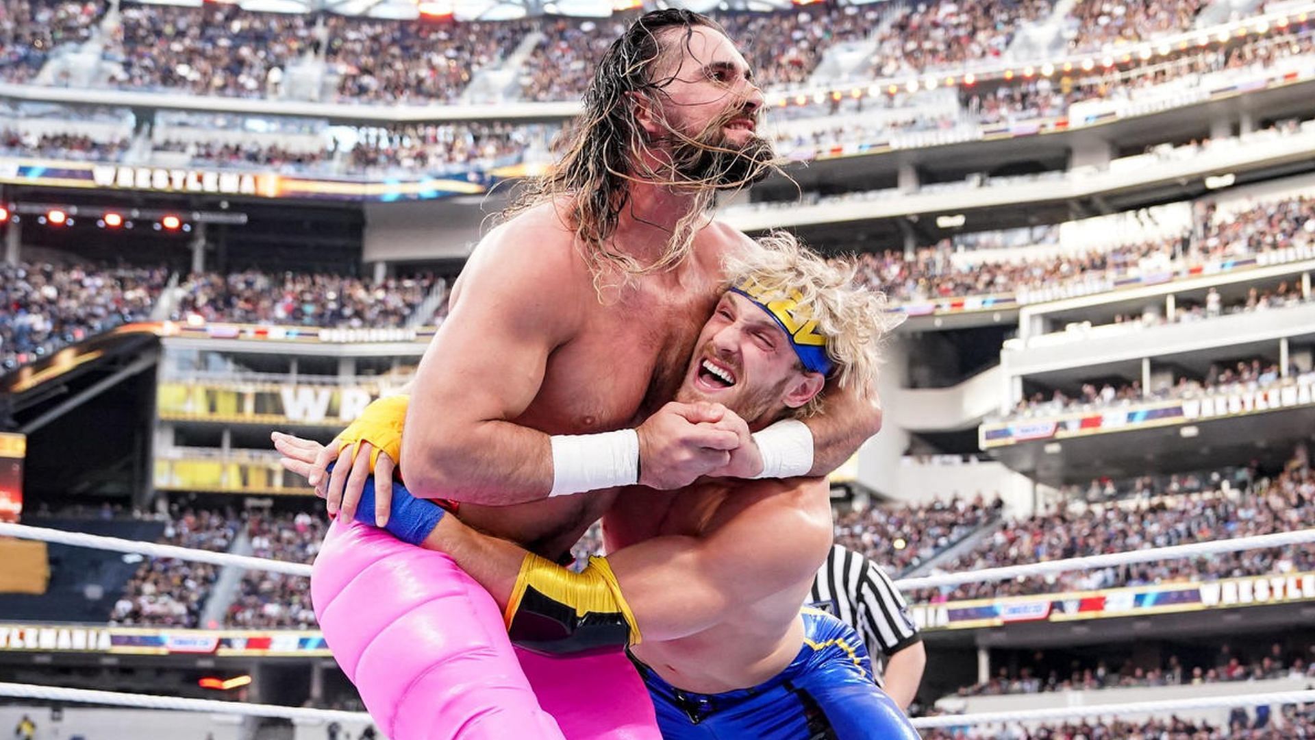 Seth Rollins vs Logan Paul at WrestleMania 39. Image Credits: wwe.com