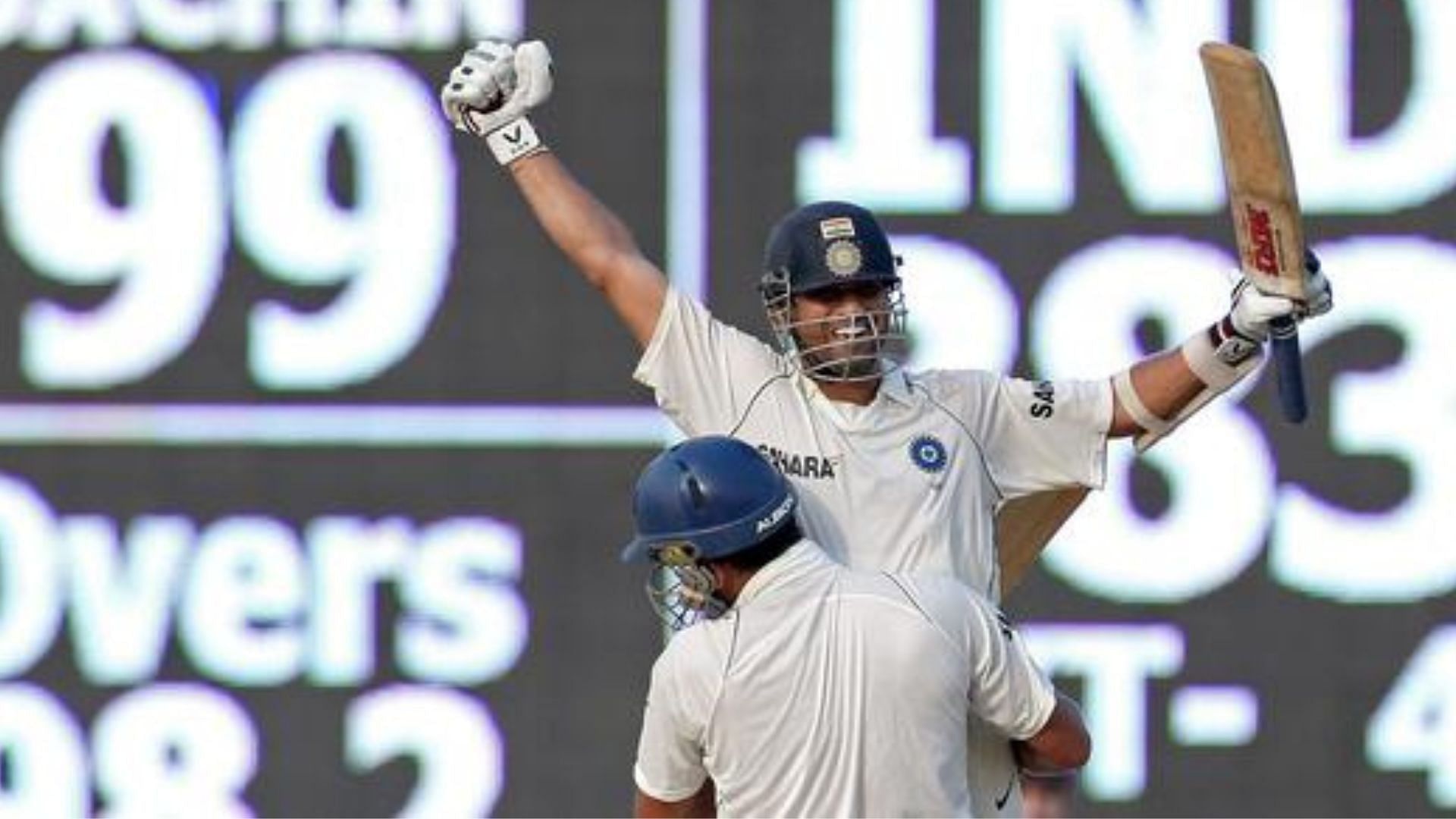 Yuvraj Singh lifts Sachin Tendulkar in his arms after the latter hit the winning runs in the Chennai Test