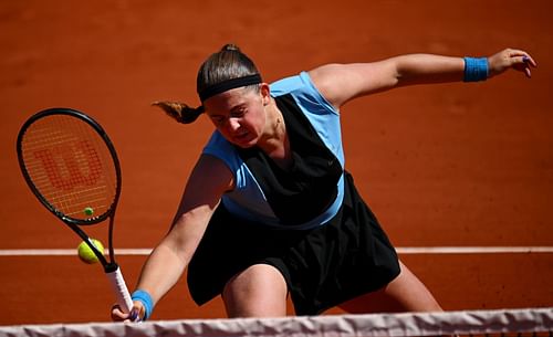 Jelena Ostapenko in action at the French Open