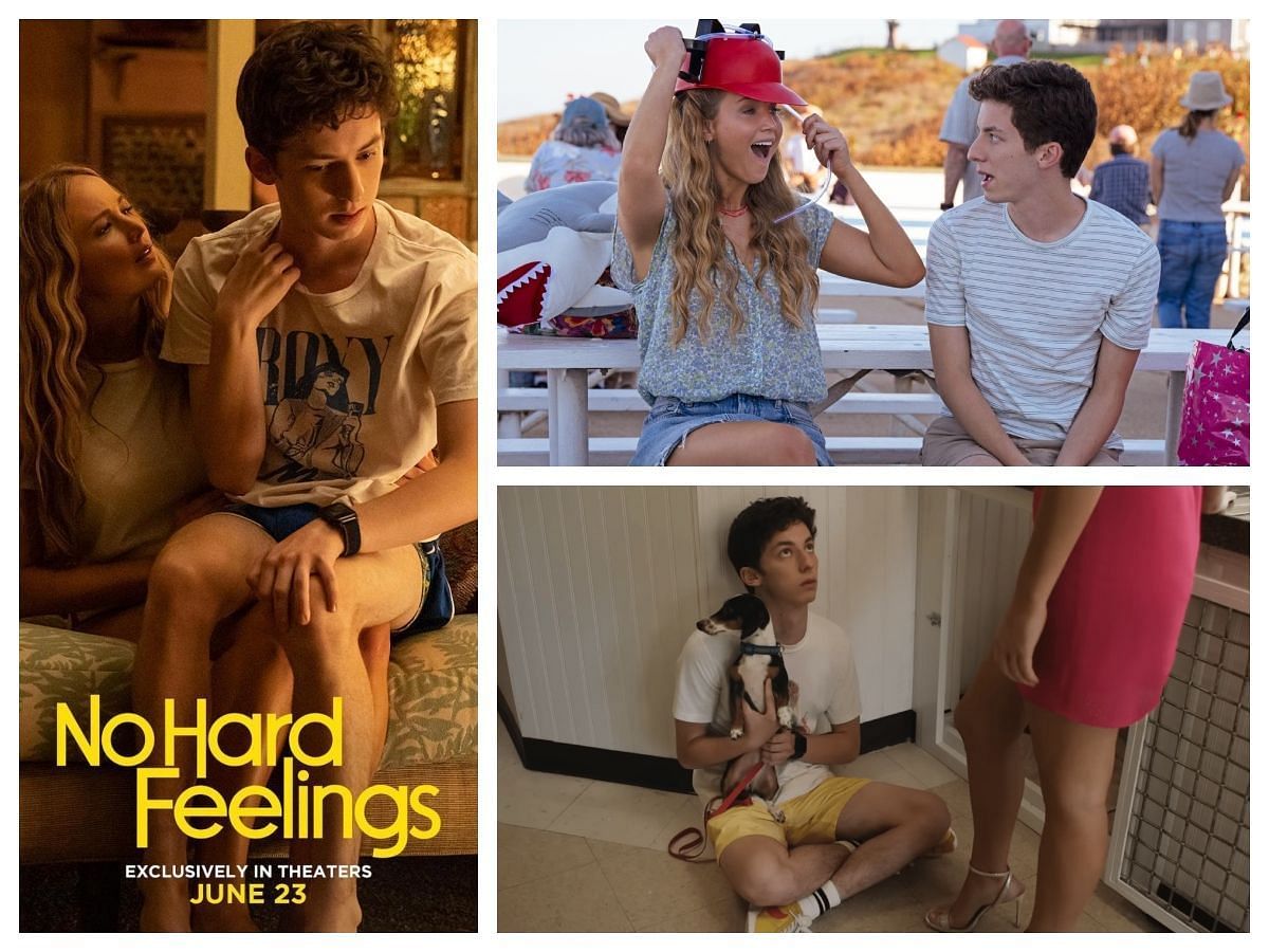 No Hard Feelings is releasing on June 23, 2023. (Photos via YouTube/Sony Pictures/IMDb/Sportskeeda)