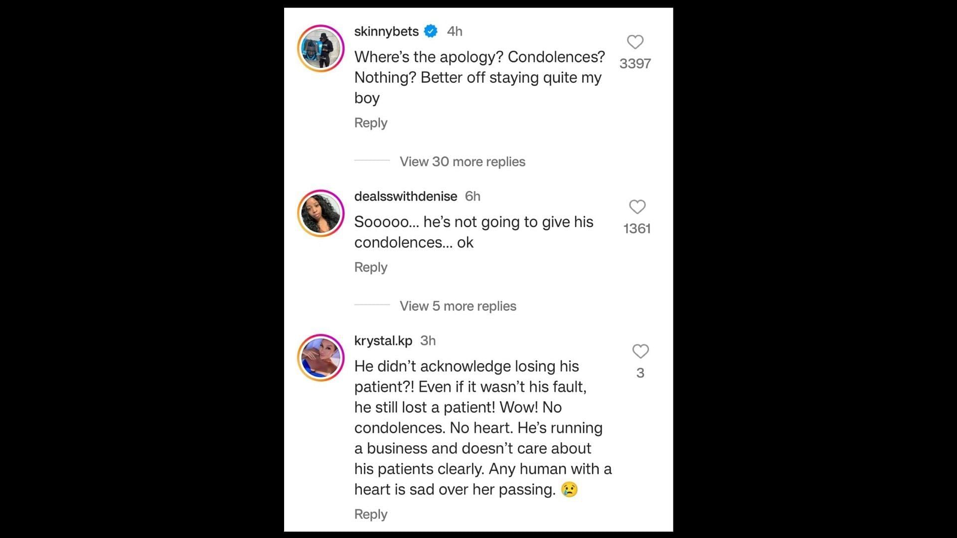 A reaction to the statement (Image via theshaderoom/Instagram)