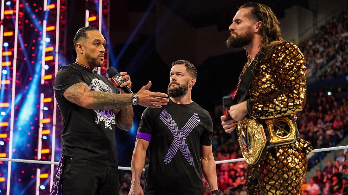 Damian Priest and Finn Balor with Seth Rollins on RAW