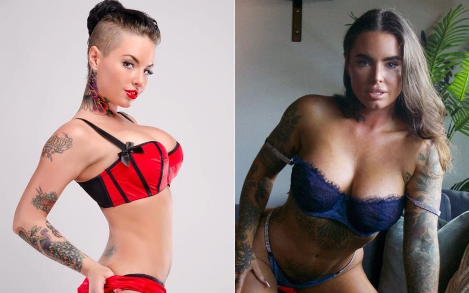 Adult star Christy Mack before and after her injuries [Image Credit: @christymack on Twitter]
