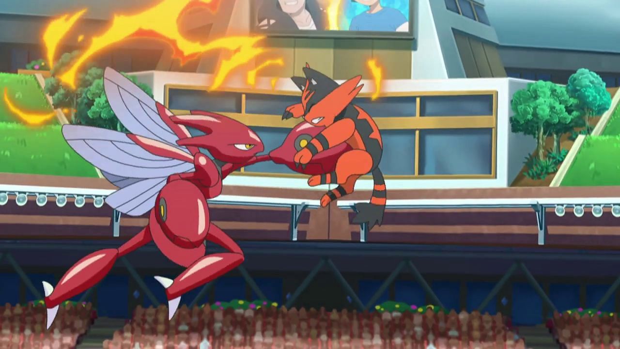 Scizor using U-Turn in the anime (Image via The Pokemon Company)