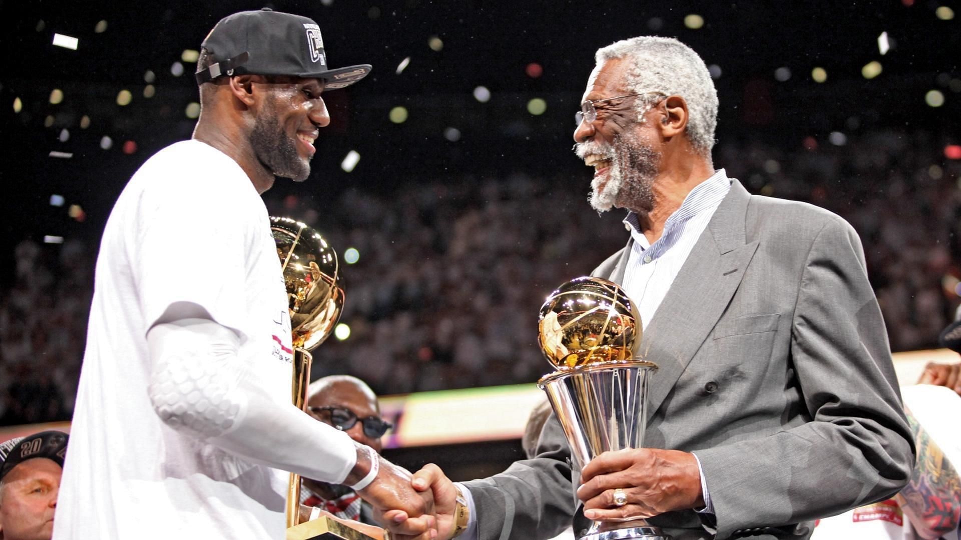 LeBron James with Bill Russell