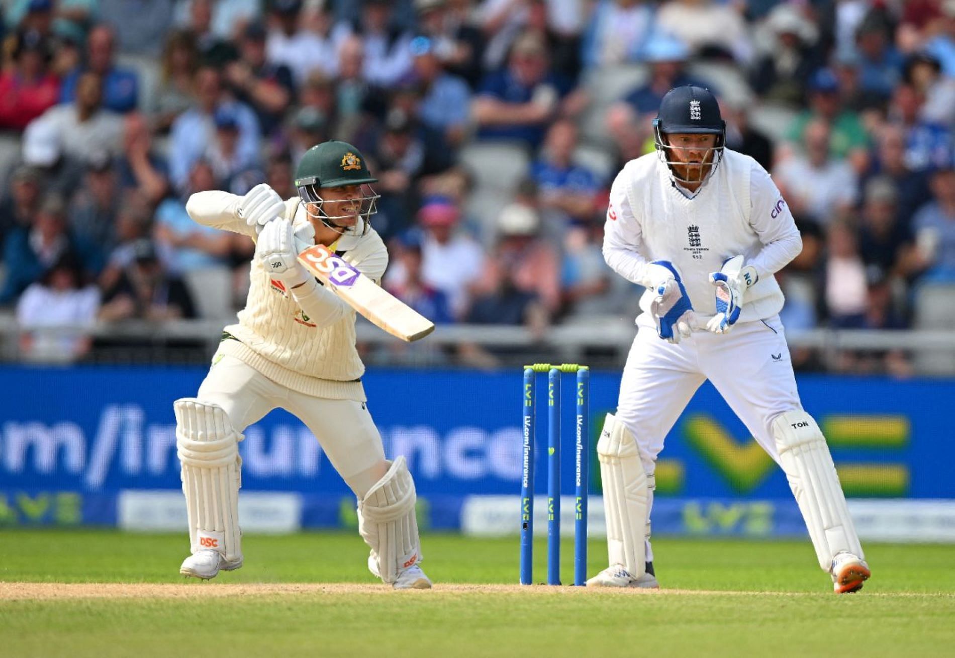 David Warner missed out on his 50 in both innings at Manchester