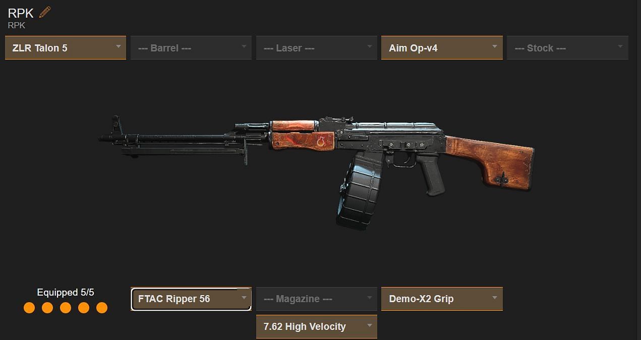 RPK Loadout (Image via sym.gg)