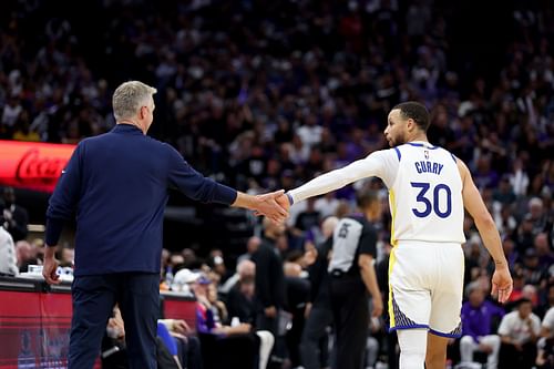 Golden State Warriors coach Steve Kerr and Warriors superstar point guard Steph Curry