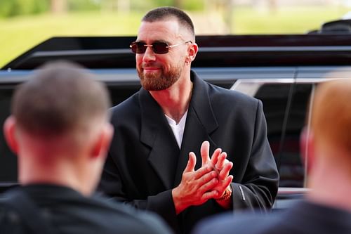 Travis Kelce at Kansas City Chiefs Super Bowl LVII Ring Ceremony - Red Carpet