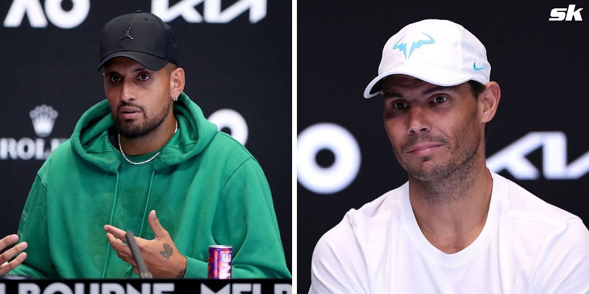 Nick Kyrgios (L) and Rafael Nadal (R)