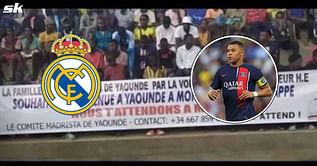 "We are waiting in Madrid" - Real Madrid fans in Cameroon hold up banner asking PSG star Kylian Mbappe to join La Liga club
