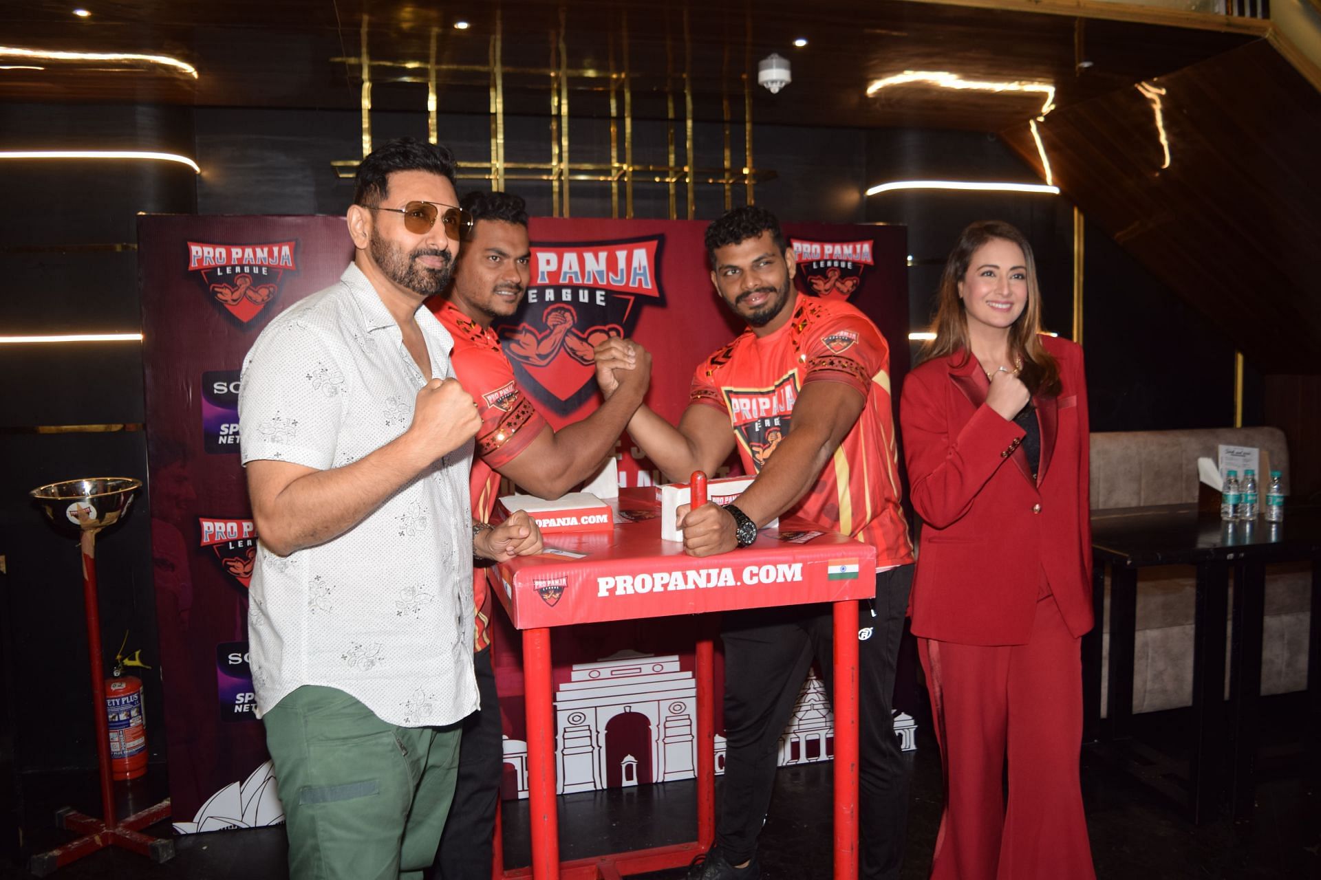 Pro Panja League armwrestlers with co-founders Mr Parvin Dabas and Ms Preeti Jhangiani