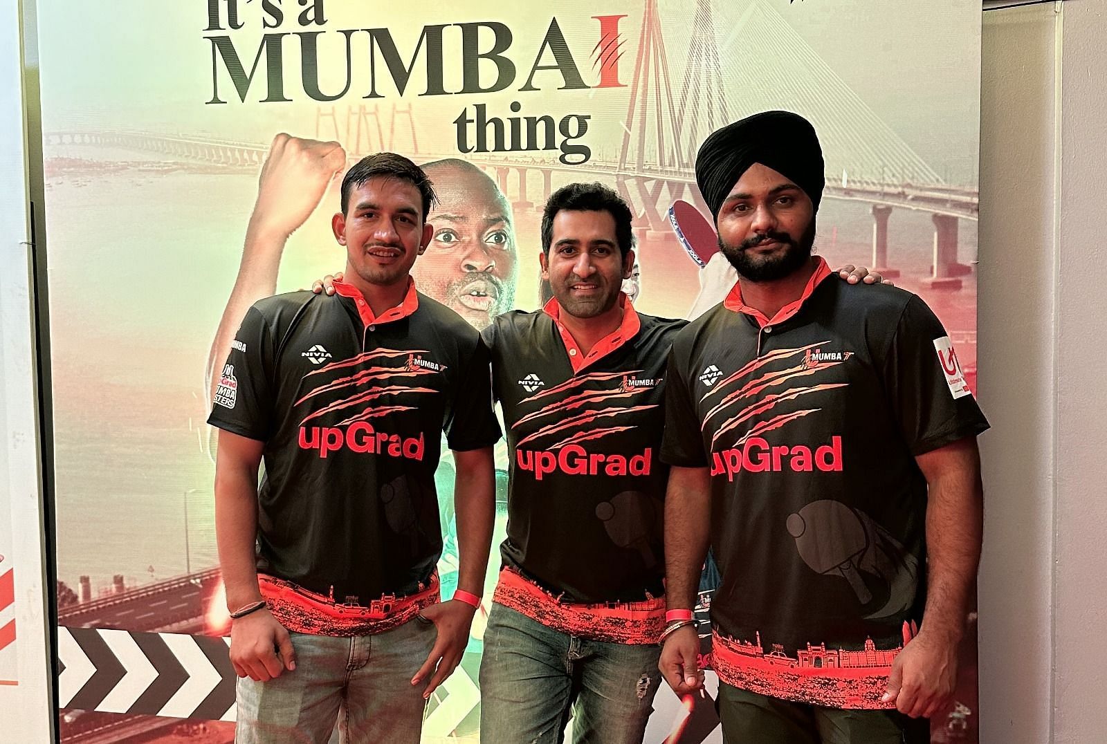 Rinku and Surinder Singh with U Mumba TT CEO Suhail Chandhok