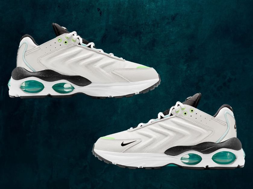 white nike shoes with teal swoosh