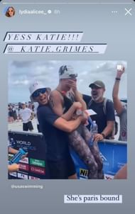 Screenshot of Lydia Jacoby's Instagram story(Image via Instagram/lydiaalicee_)