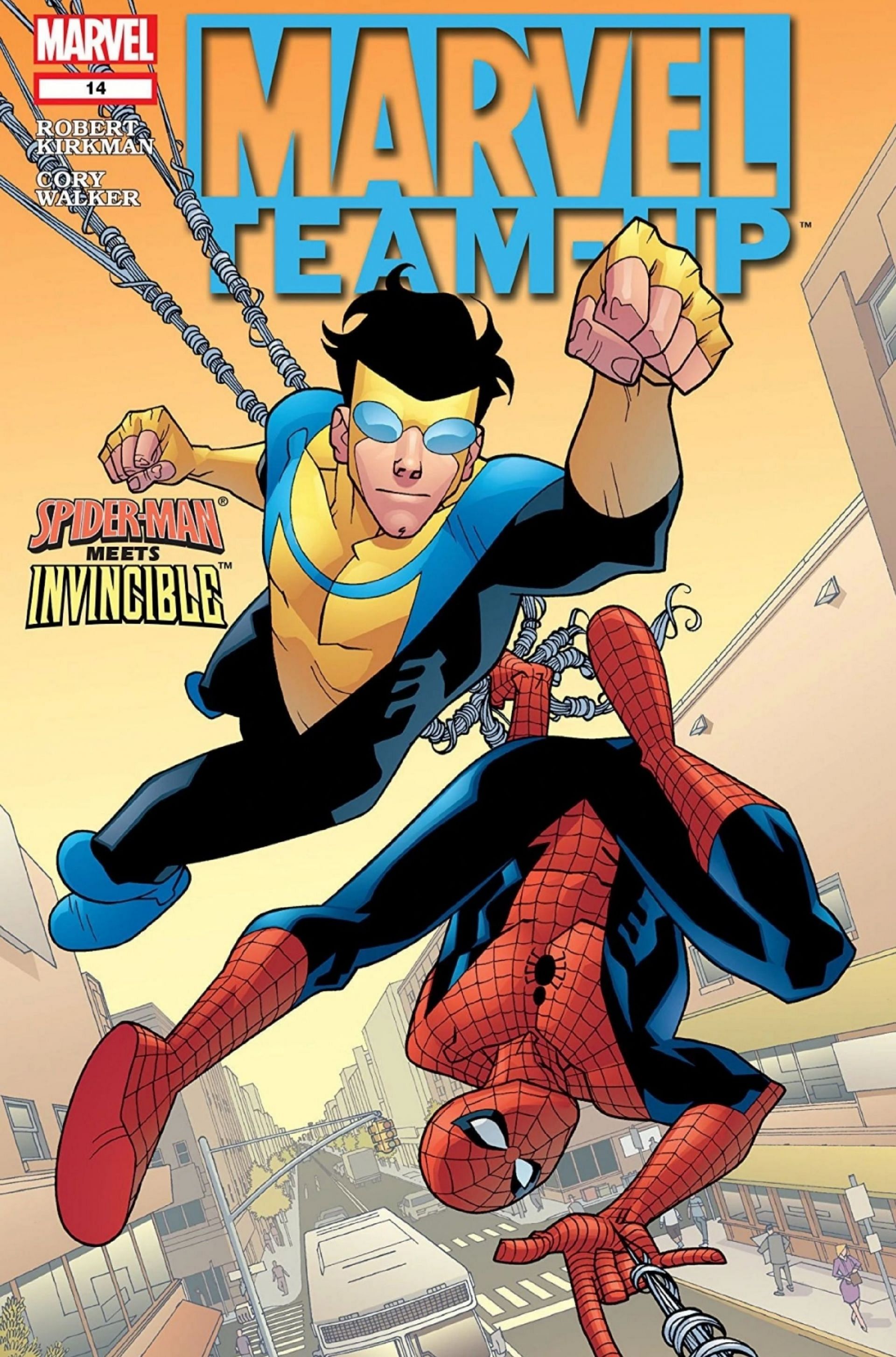 Invincible and Spider-Man on the cover of Marvel Team-Up #14 (Image via Marvel Comics)