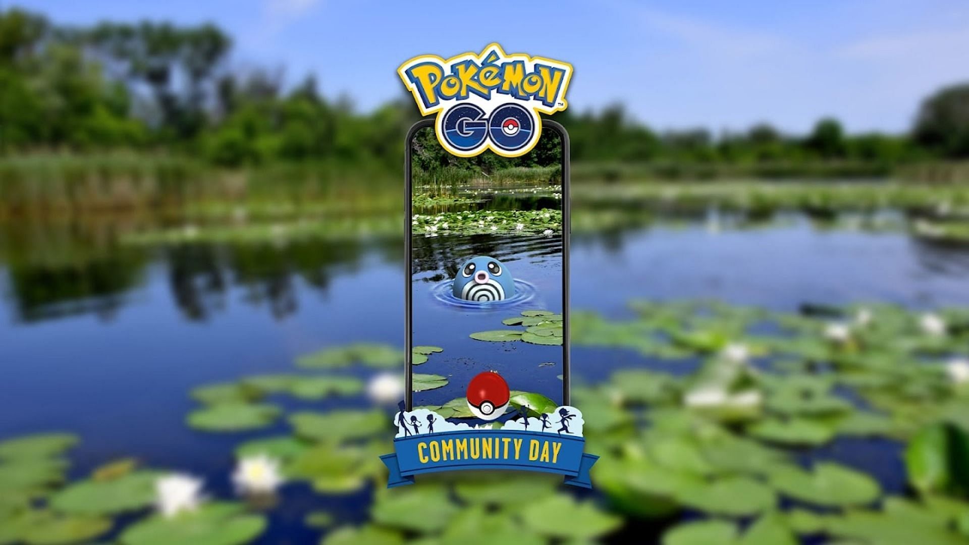 Official artwork for Poliwag&#039;s Community Day in Pokemon GO (Image via Niantic)