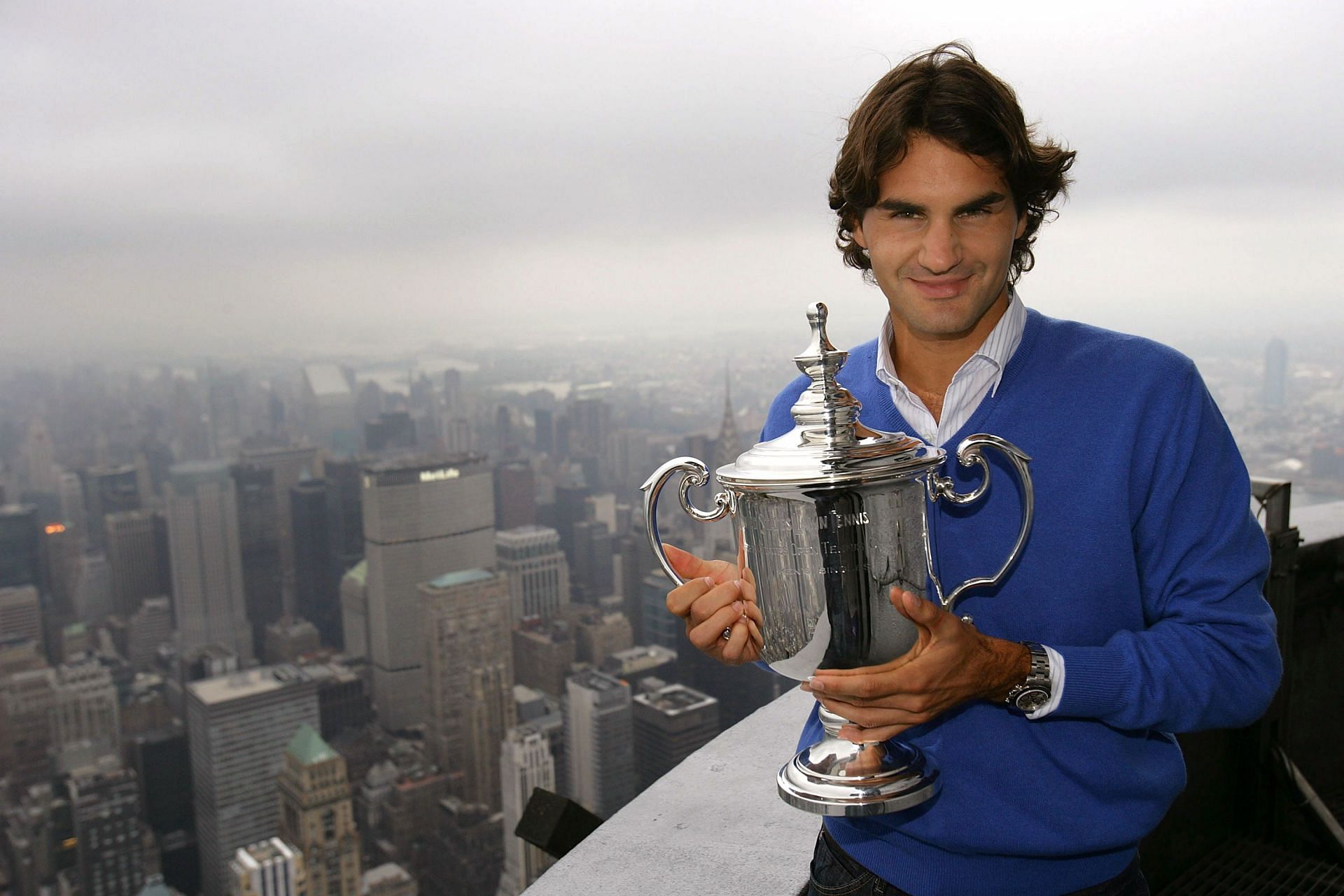 Roger Federer in US Open Champion Tours Manhattan