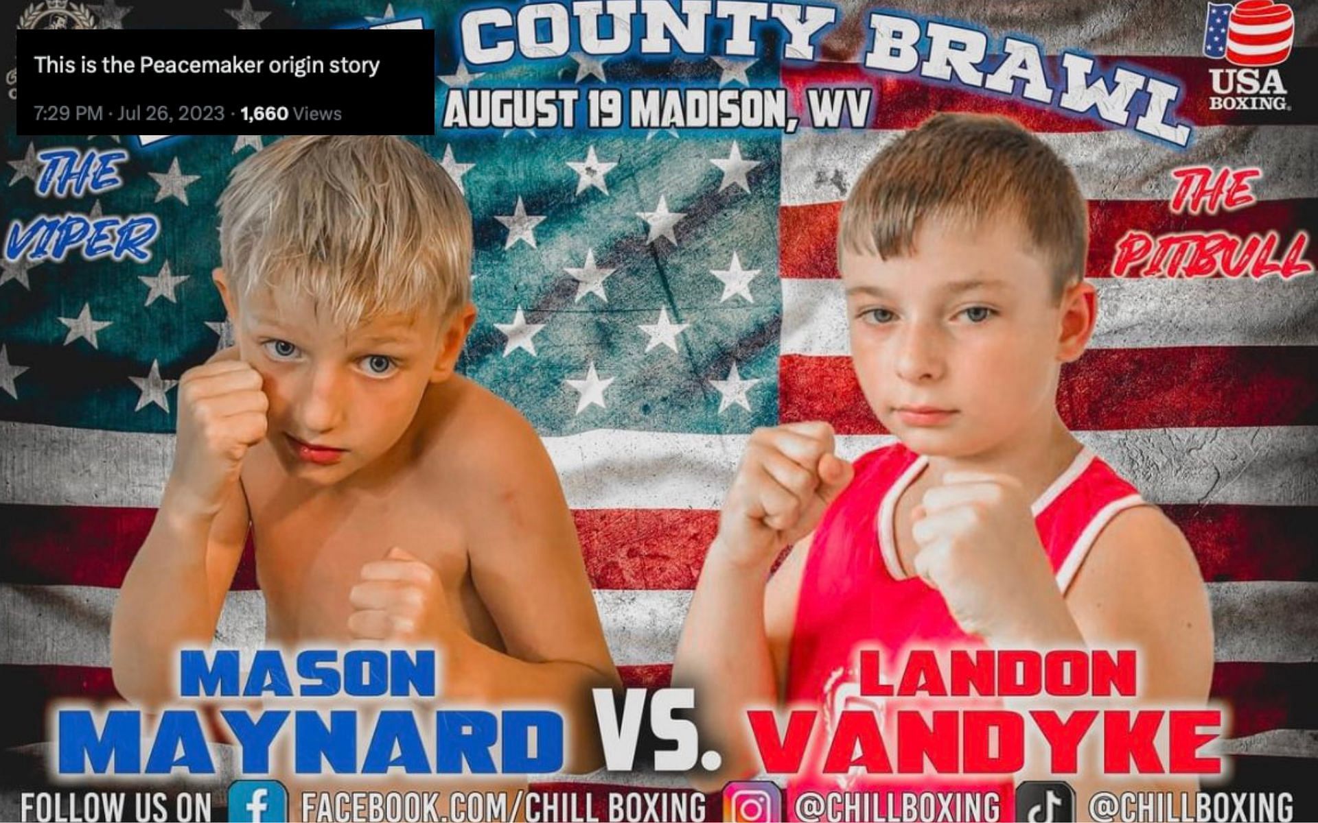 Fight announcement between 9-year olds at 68 lb weight class (Image Courtesy - @Sandernista412 on Twitter)