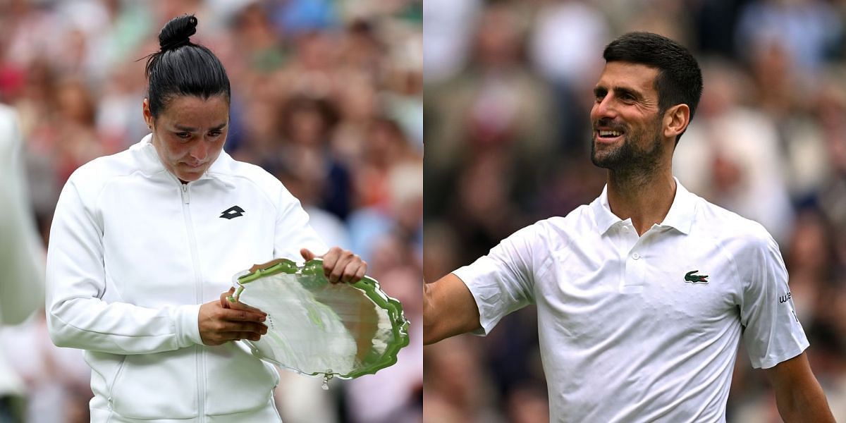 Ons Jabeur (L) and Novak Djokovic