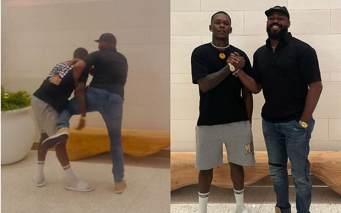WATCH: Israel Adesanya attempts to takedown Jon Jones during friendly glove-free sparring