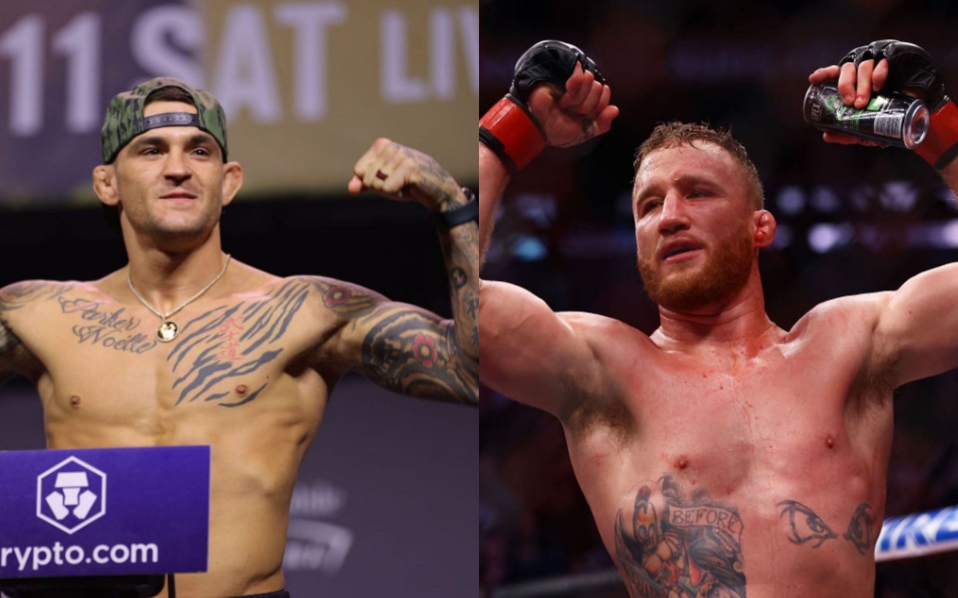 Dustin Poirier (left), Justin Gaethje (right)