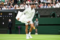 "We need everybody to help" - Novak Djokovic jokes with fans at Wimbledon during rain delay