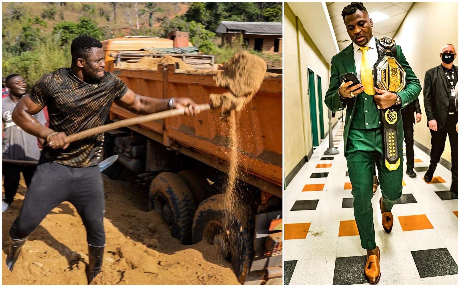 Former UFC heavyweight champion working in Cameroonian sandmines