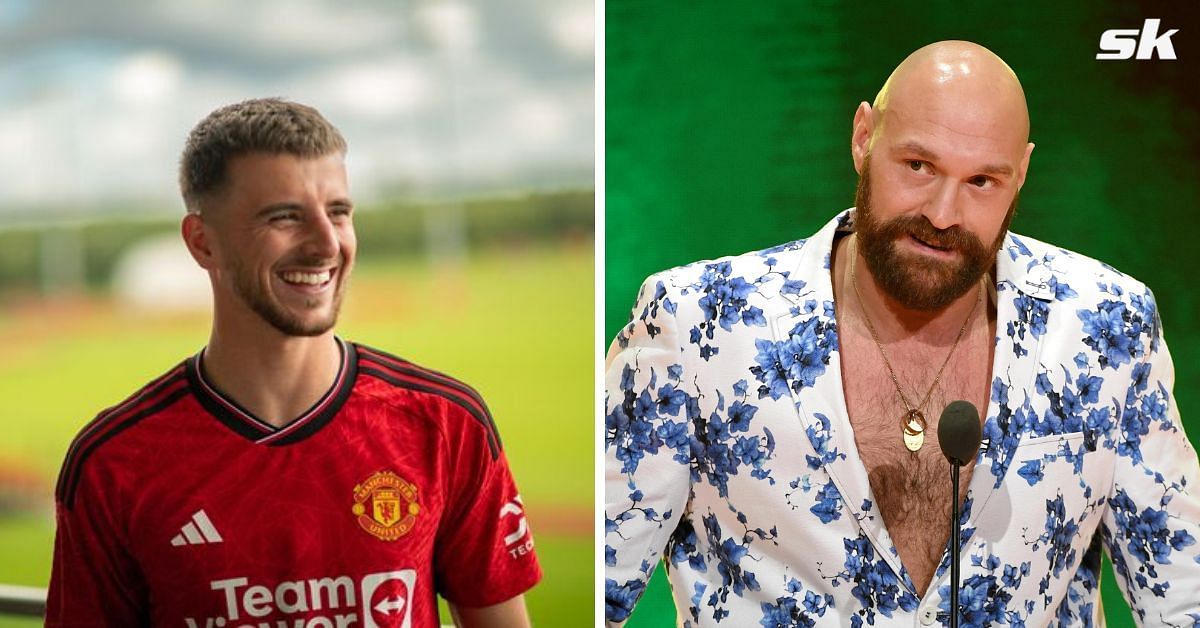Tyson Fury welcomes Mason Mount at Manchester United.